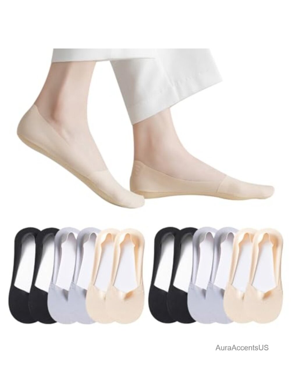 Women's Thin No Show Socks Invisible Hidden Low Cut Liner 6 Pairs